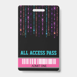 Roller SKate party, VIP Pass ,Invitation, Glitter ID Badge