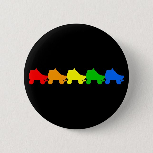 roller skate rainbow 6 cm round badge (Front)