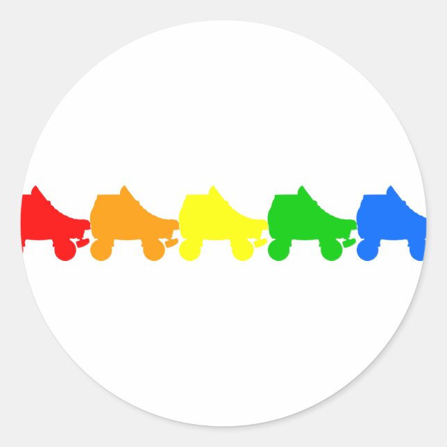 roller skate rainbow classic round sticker (Front)