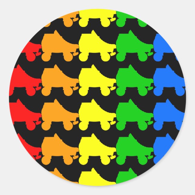 roller skate rainbow classic round sticker (Front)