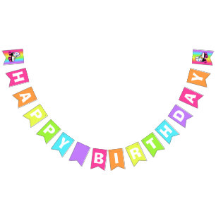 Roller Skate Rainbow Happy Birthday Banner