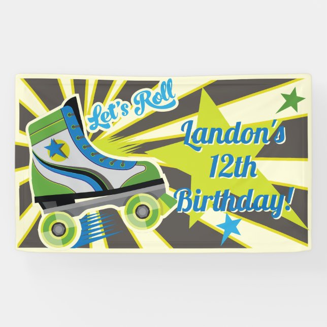 Roller Skate Retro Derby Party  Banner (Horizontal)