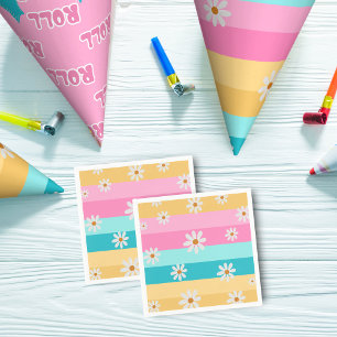 Roller skate Retro Rainbow Birthday Party Napkin