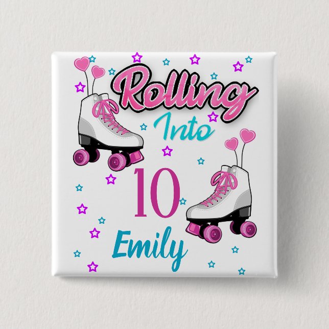 Roller Skate Skating Custom Birthday MAtching  15 Cm Square Badge (Front)