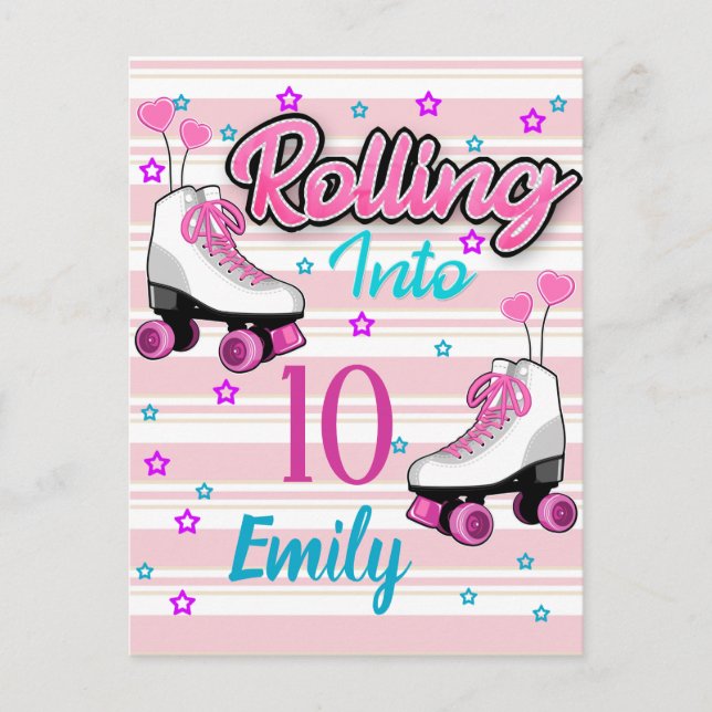 Roller Skate Skating Custom Birthday Postcard (Front)
