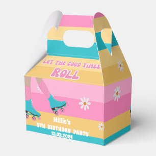 Roller skate skating retro rainbow Birthday Favour Box