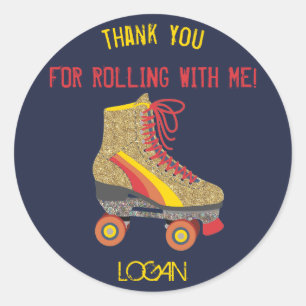 Roller skate Thank you, Favour tag, skating, Classic Round Sticker
