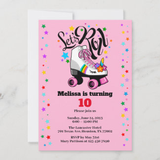 Roller Skate Unicorn any age Invitation