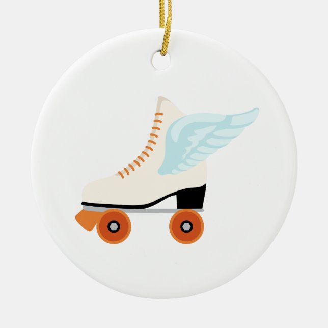 Roller Skate Wing Ceramic Tree Decoration (Front)