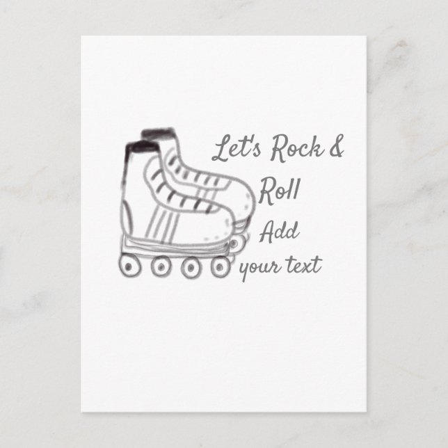 roller skater add text lets rock roll kids black s postcard (Front)