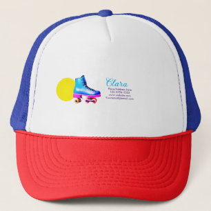 Roller skater add your name text place city phone trucker hat
