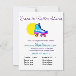 Roller skater school add packages price business f card