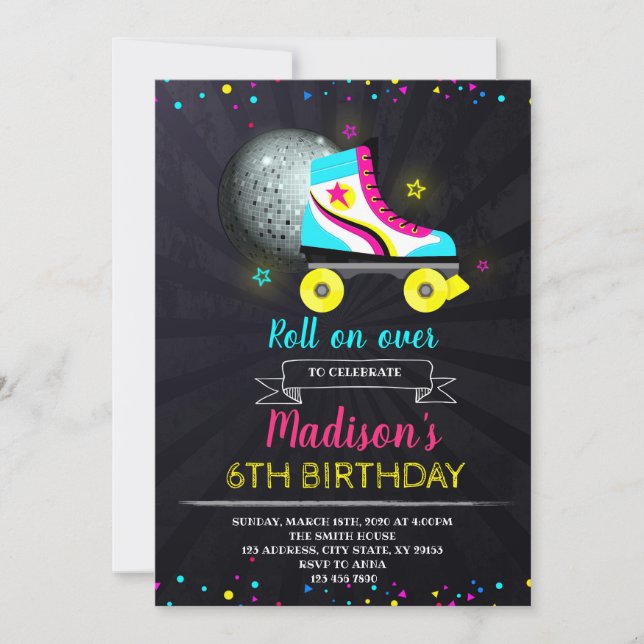 Roller Skates Birthday Invite (Front)