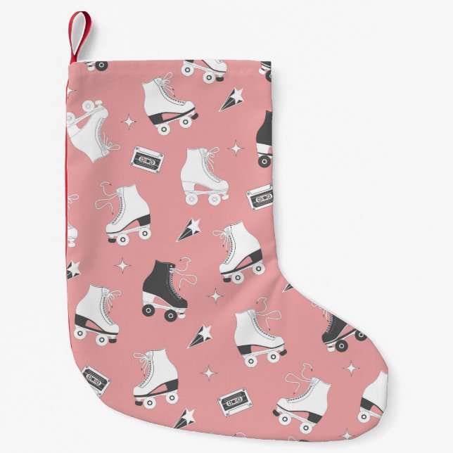 Roller skates cassette pattern. small christmas stocking (Front)