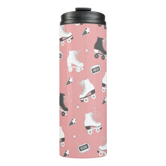 Roller skates cassette pattern. thermal tumbler (Front)