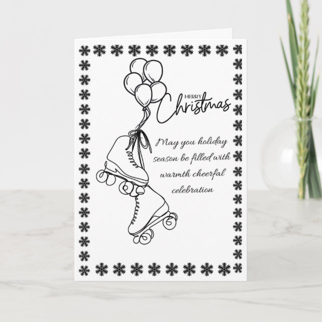 “Roller Skates Christmas Card – Modern Minimalist  (Front)