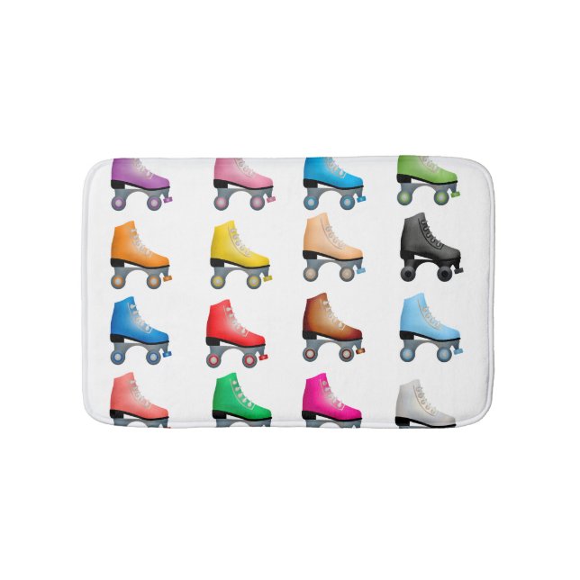 Roller Skates Colorful Pattern Retro Rollerskates Bath Mat (Front)