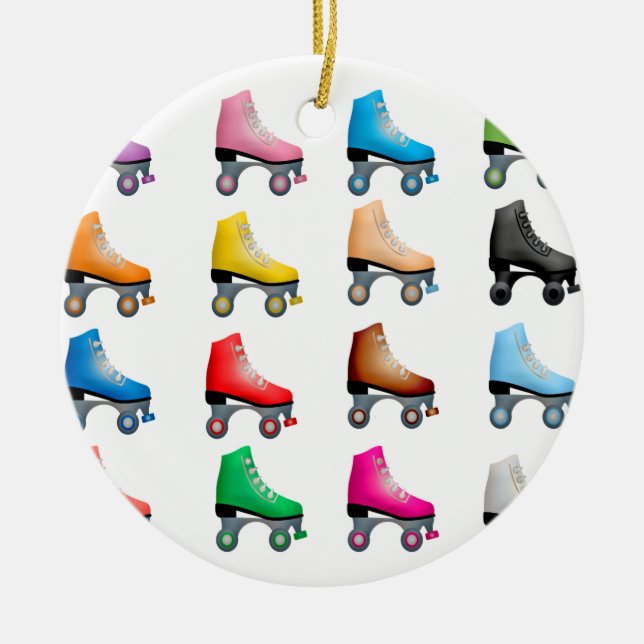 Roller Skates Colourful Pattern Retro Rollerskates Ceramic Tree Decoration (Front)