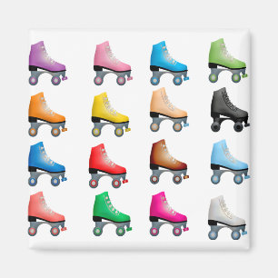 Roller Skates Colourful Pattern Retro Rollerskates Magnet