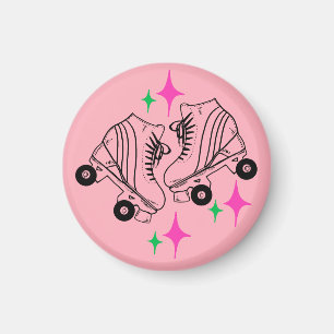 Roller Skates Derby Skating Pink Birthday Party  Magnet
