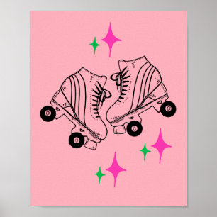 Roller Skates Derby Skating Pink Poster
