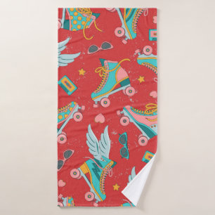 Roller skates in bright colours with and without w bath towel