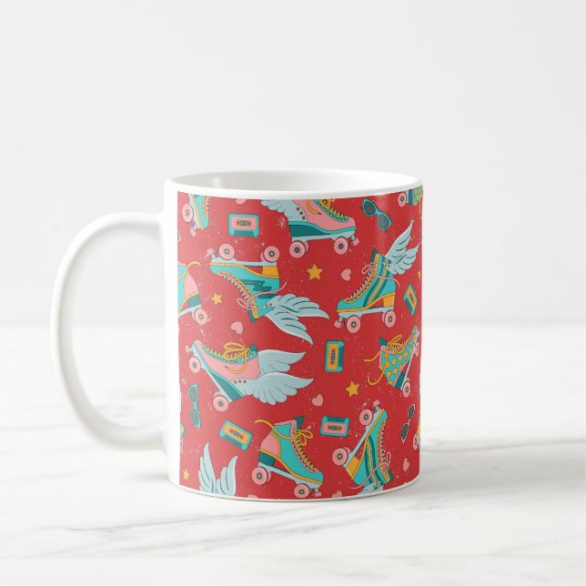Roller skates in bright colours with and without w coffee mug (Left)