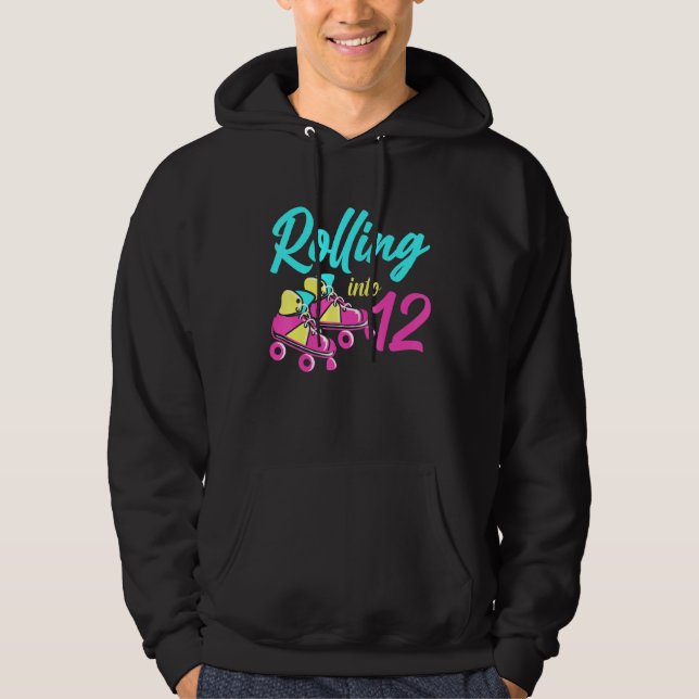 Roller Skates Into 12 Years Lets Roll Im 12 Roller Hoodie (Front)