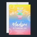 Roller Skates Kitten Kids Rainbow Birthday Party Invitation<br><div class="desc">Roller Skates Birthday Themed Party Invitations with cute kitten.</div>