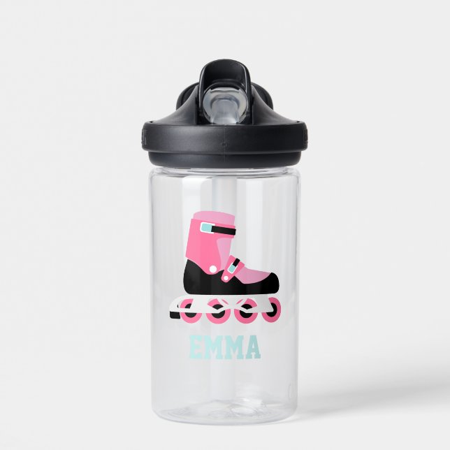 Roller Skates Personalised Kids Water Bottle (Front)