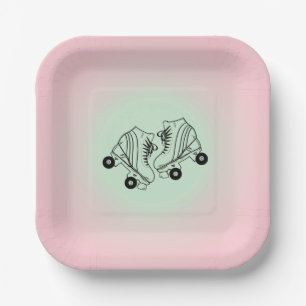 Roller Skates Pink Ombre  Paper Plate