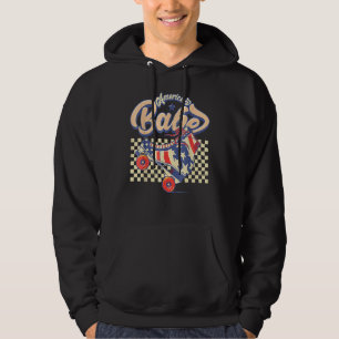 Roller Skates Retro USA Flag American Girls Babe 4 Hoodie