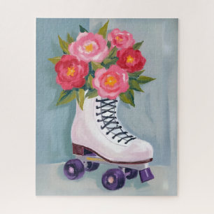 Roller Skates Rose Bouquet Painting Jigsaw Puzzle