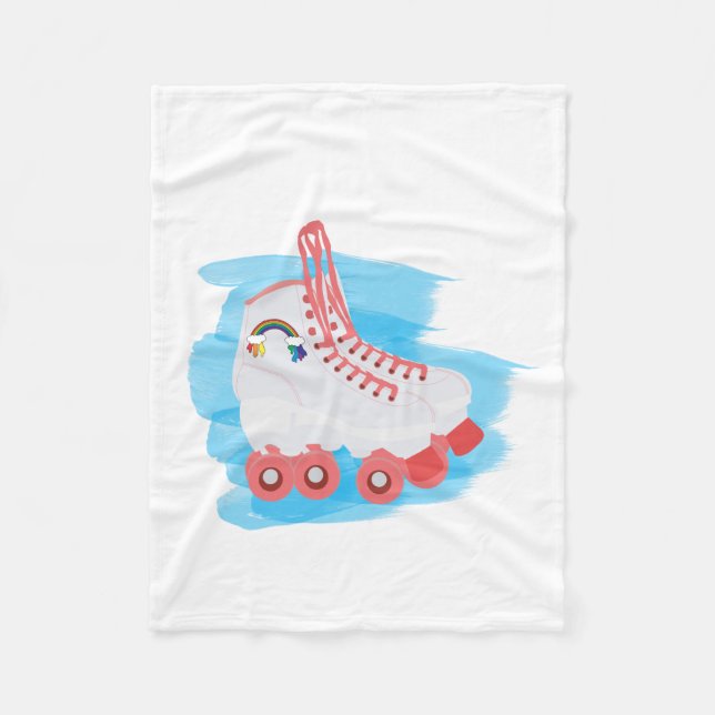 Roller Skates with Watercolor Splash Fleece Blanket (Front)
