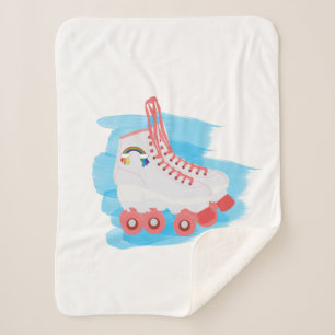 Roller Skates with Watercolor Splash Sherpa Blanket