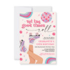 Roller Skating Birthday Invitation Retro Rainbow