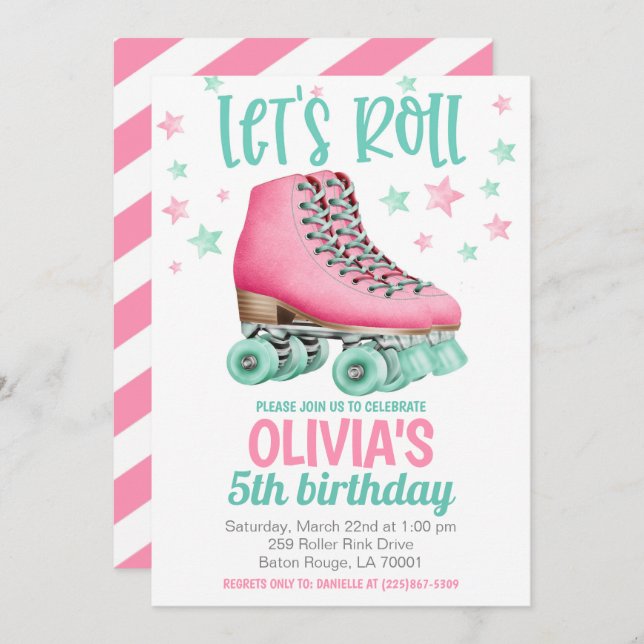 Roller Skating Birthday Party Invitation (Front/Back)