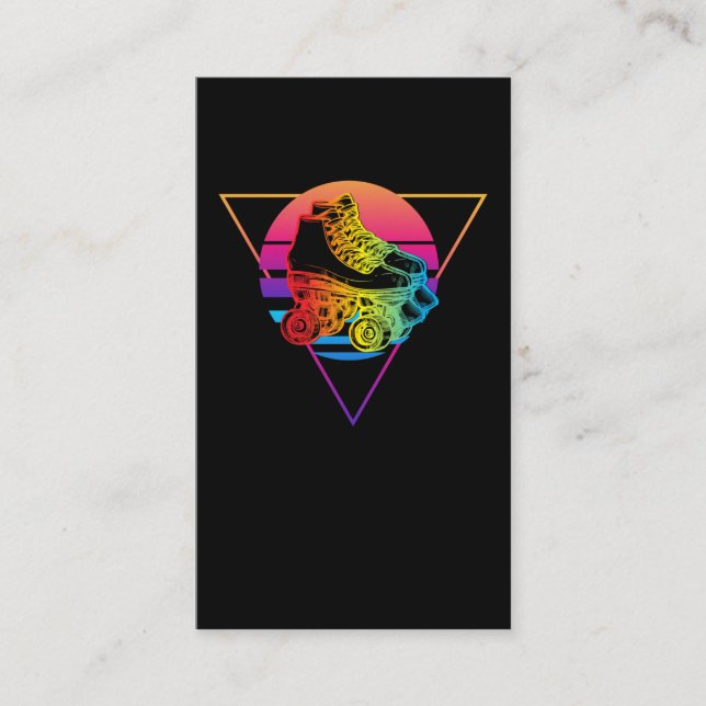Roller Skating Disco Vaporwave Sunset Colourful Business Card (Front)
