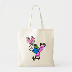 Roller Skating Easter Bunny with basket of Eggs Tote Bag
