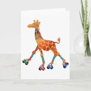 Roller Skating Giraffe Card