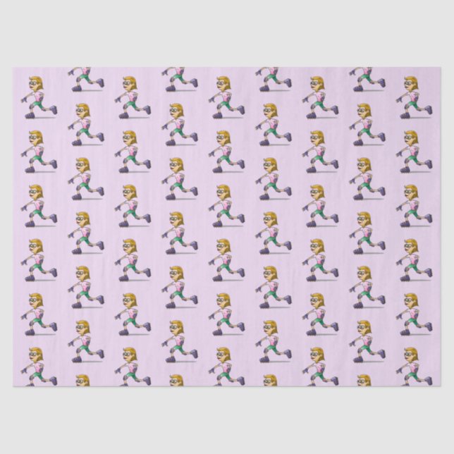 Roller Skating Girl Pink Tissue Paper (Front)