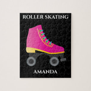 Roller skating girl puzzle with child's name.