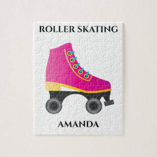 Roller skating girl puzzle with child's name.