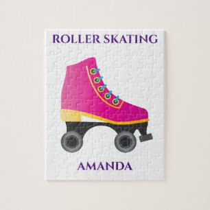 Roller skating girl puzzle with child's name.