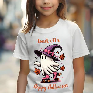 Roller Skating Halloween Cute Ghost Personalised  T-Shirt