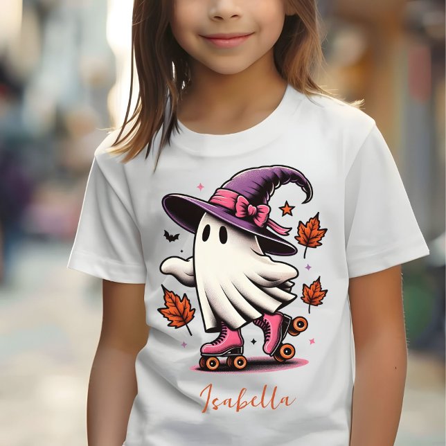 Roller Skating Halloween Cute Ghost Personalised  T-Shirt (Creator Uploaded)