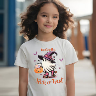 Roller Skating Halloween Cute Ghost Trick or Treat T-Shirt