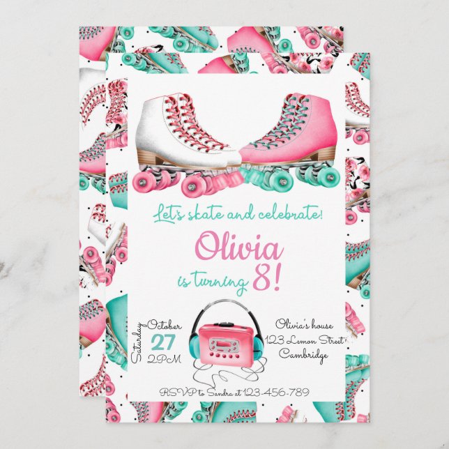 Roller Skating Invitation, Roller Skating Invite (Front/Back)