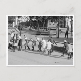 Roller Skating Line Postcard