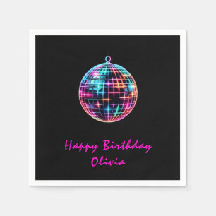 Roller Skating Party Girls Neon Glow Birthday Napkin